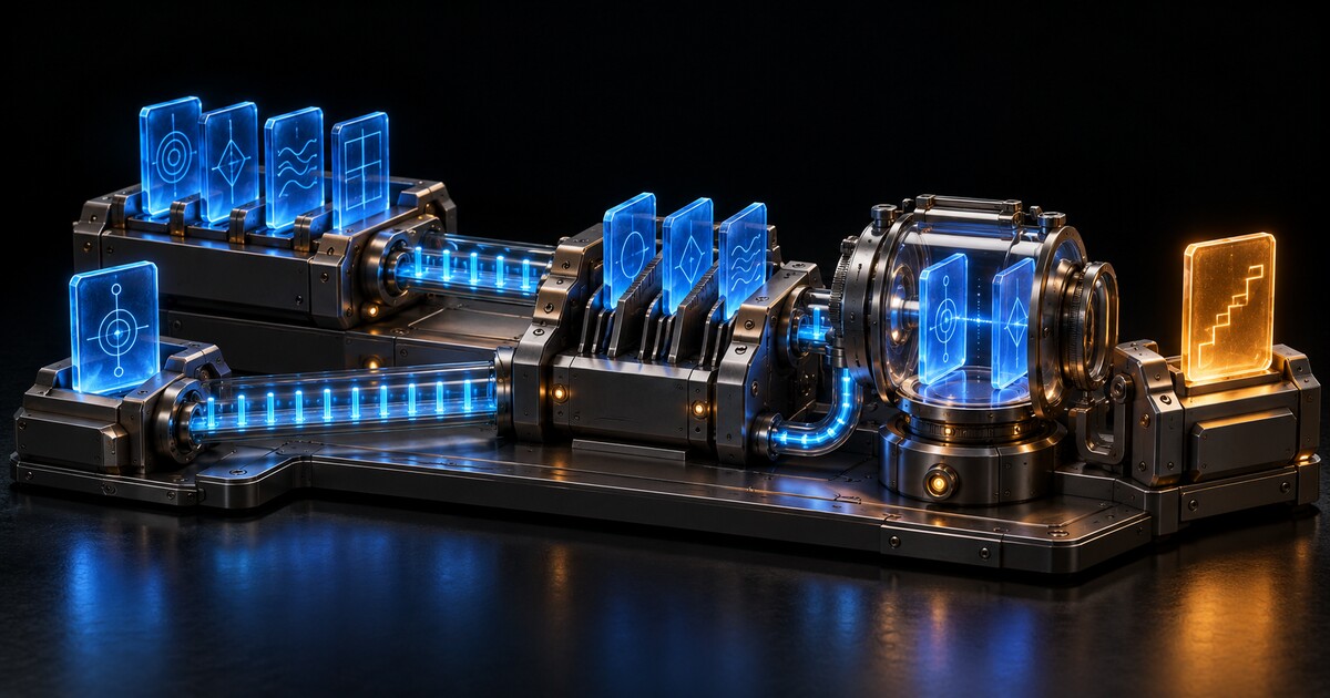 Blue glass query and document representations pass through a precision retrieval and reranking apparatus to an amber answer-bearing document