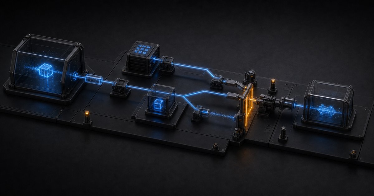 A stale blue tool token travels from a planning chamber toward a provider but is stopped by an amber authorization gate that recomputes current authority