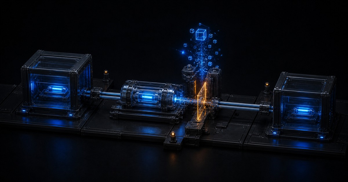 A long-lived glass database connection moves between two isolated request bays while an amber transaction boundary removes the old blue tenant token